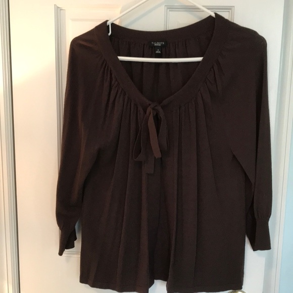 Talbots chocolate brown flowy short cardigan - Picture 1 of 3